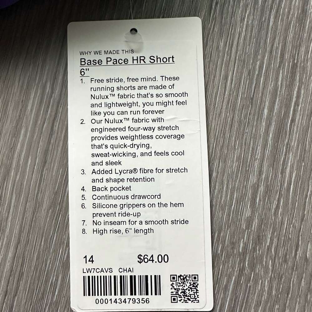 NWT Lululemon Base Pace High-Rise Shorts 6” - Picture 3 of 5
